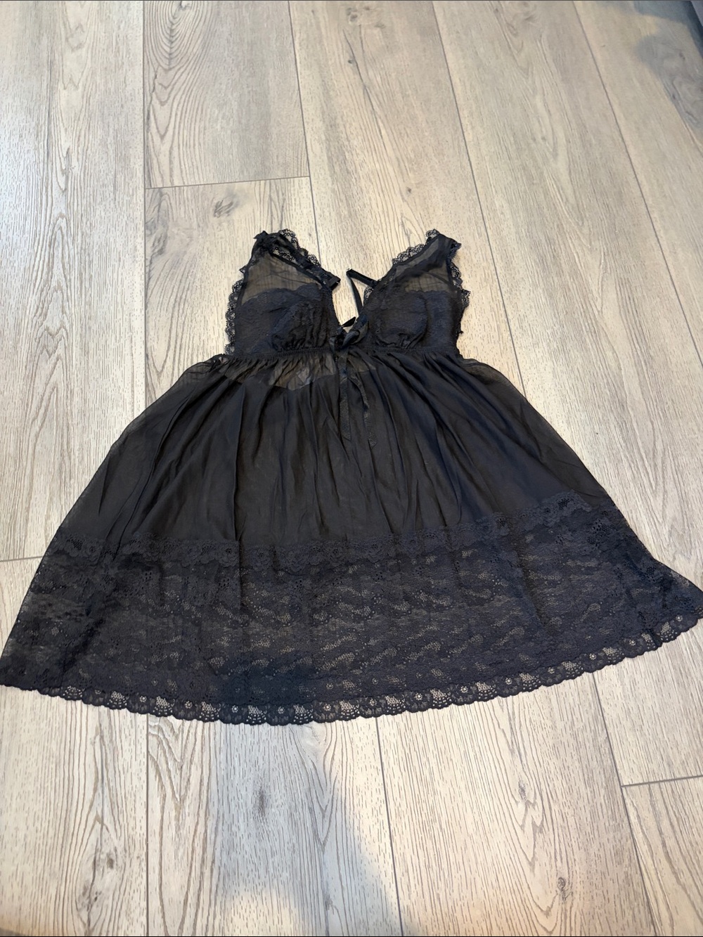 Victoria's Secret Black Lace Babydoll Chemise